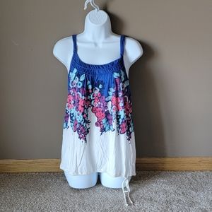 American Eagle Bright Colorful Flower Blue Size Small Tank Top